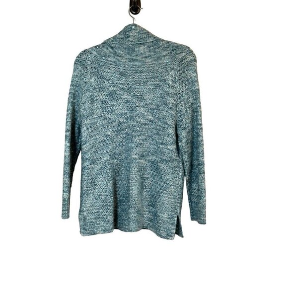 Chicos Sweater Women L Blue Cowl Neck Pullover Knit Sequin Tunic Festive Neutral - Picture 6 of 12